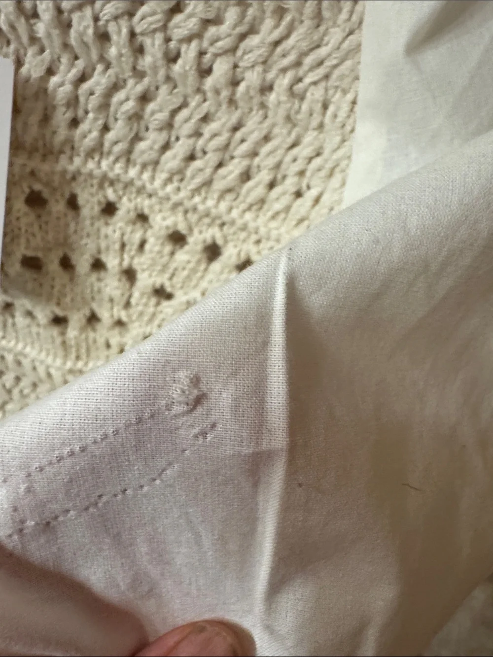 Zara Cream Crochet Puff-Sleeve Knit Top